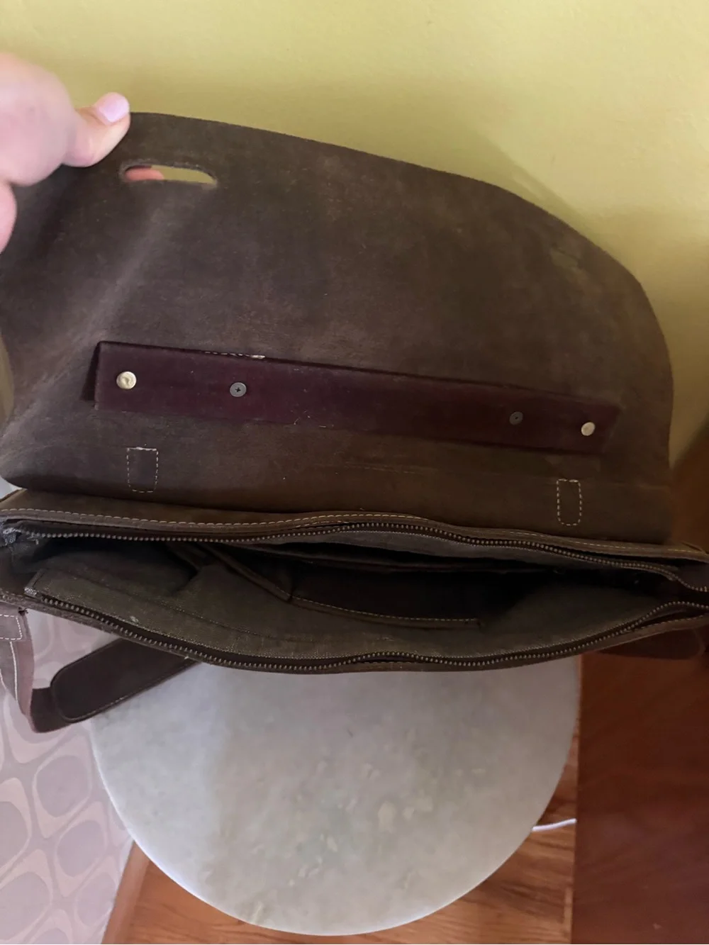 New Handmade distressed Olive Brown Leather Messenger Bag with Adjustable Strap